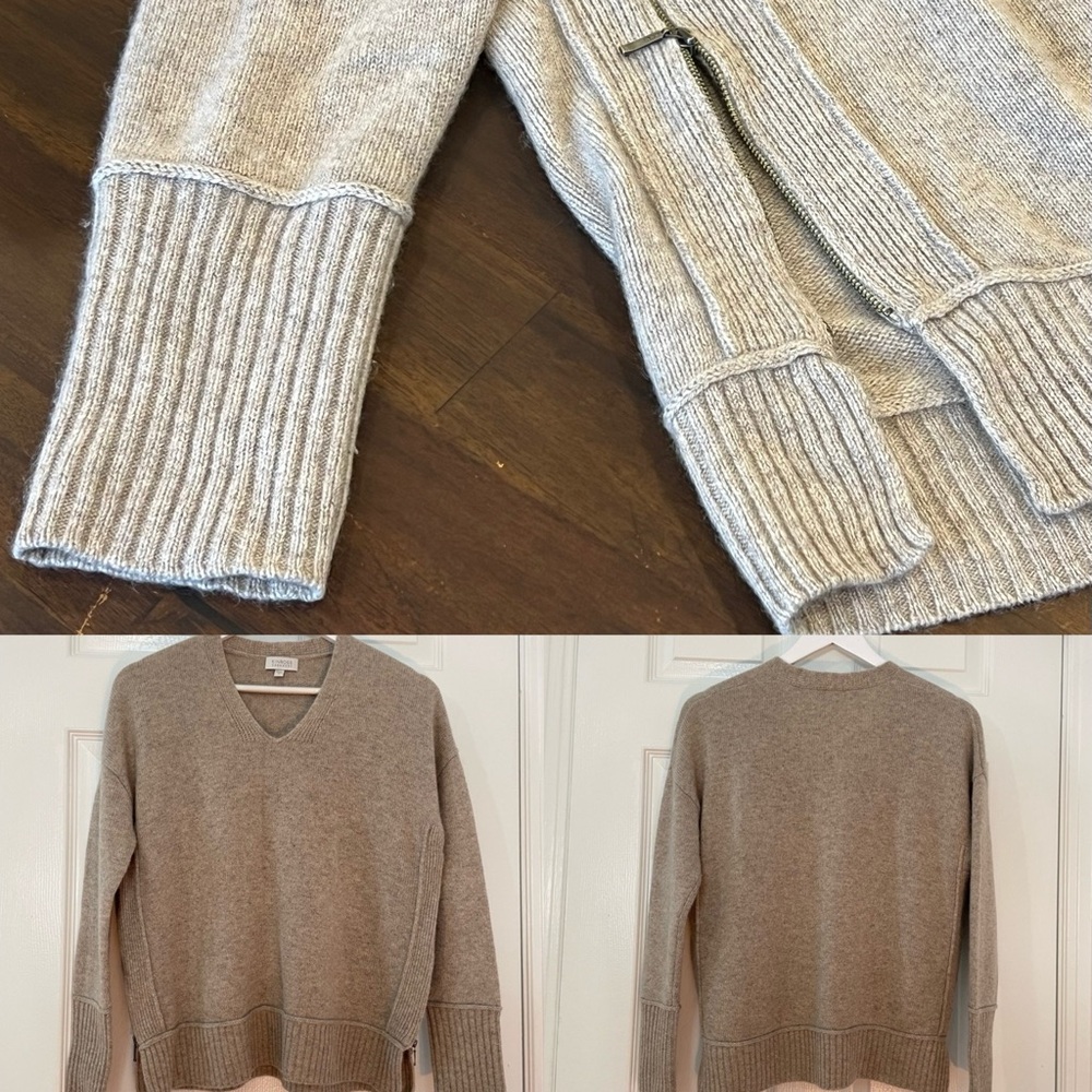 100% Cashmere Side Zip V-Neck Sweater